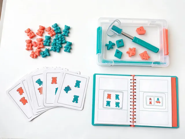 Educational STEM toy kit flat lay